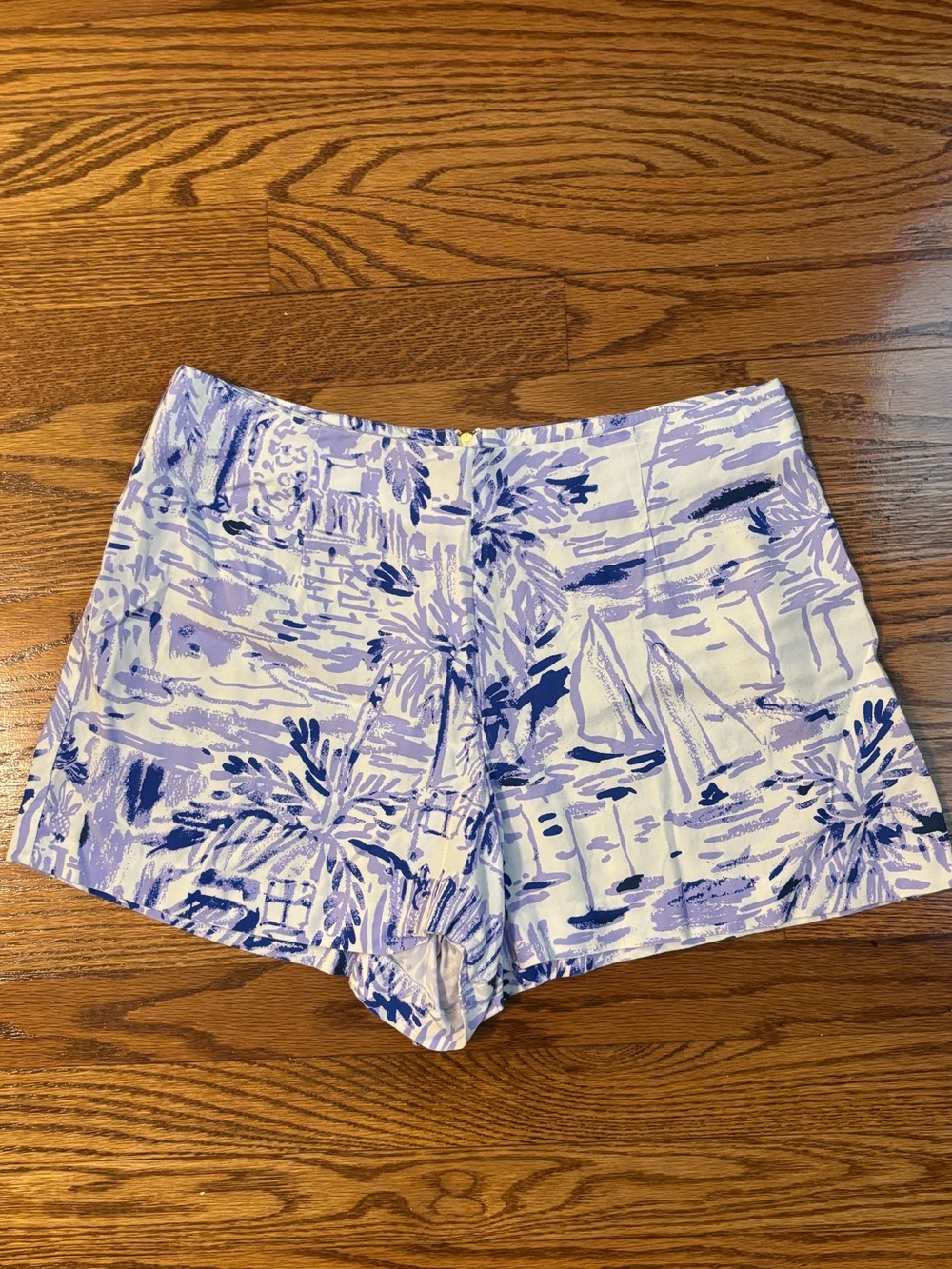 Lilly Pulitzer Women’s Size 4 Purple Blue Tropical Sailboat Print Shorts
